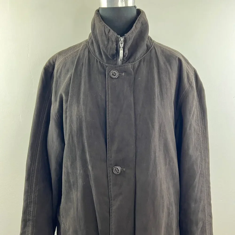 BUGATCHI Uomo Mens Brown Long Sleeve High Collar Lined Winter Jacket Coat Size L